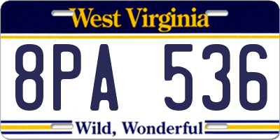 WV license plate 8PA536