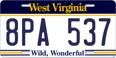 WV license plate 8PA537