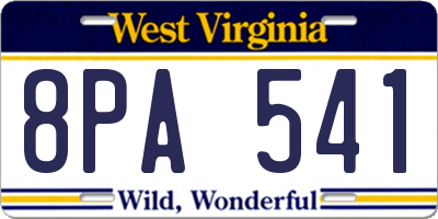 WV license plate 8PA541