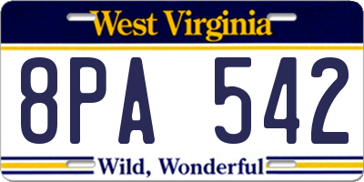 WV license plate 8PA542