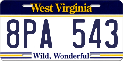 WV license plate 8PA543