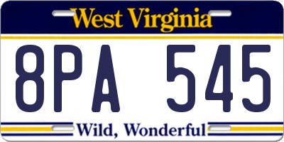WV license plate 8PA545