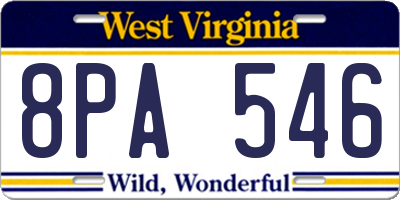 WV license plate 8PA546