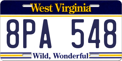 WV license plate 8PA548