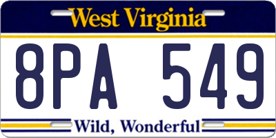 WV license plate 8PA549