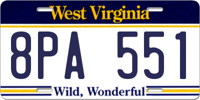 WV license plate 8PA551