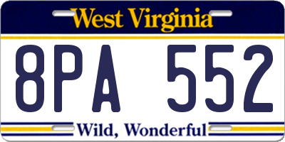 WV license plate 8PA552