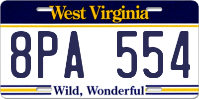 WV license plate 8PA554