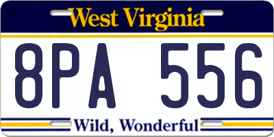 WV license plate 8PA556