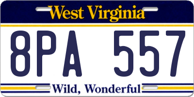 WV license plate 8PA557