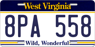 WV license plate 8PA558