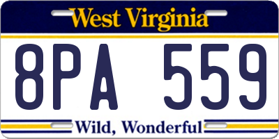 WV license plate 8PA559