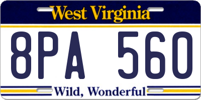 WV license plate 8PA560