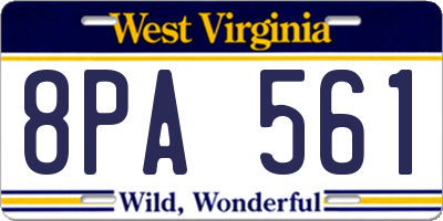 WV license plate 8PA561