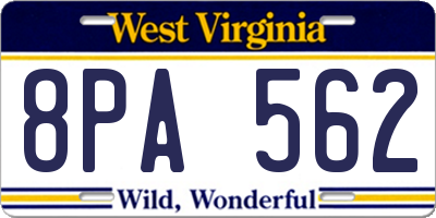 WV license plate 8PA562