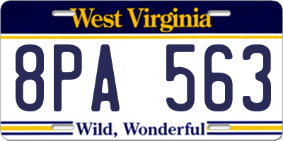 WV license plate 8PA563