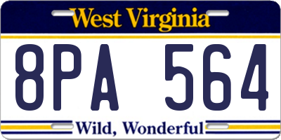 WV license plate 8PA564