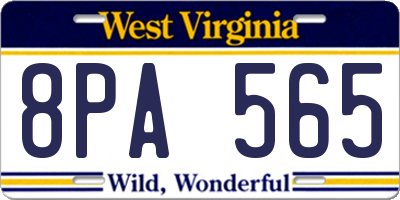 WV license plate 8PA565