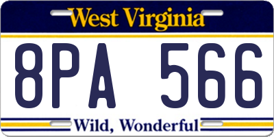 WV license plate 8PA566