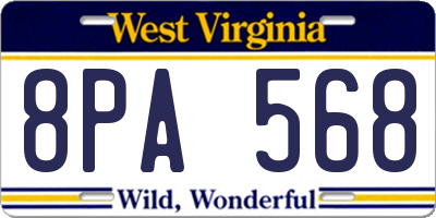 WV license plate 8PA568