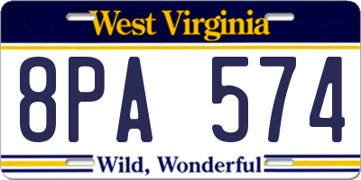 WV license plate 8PA574