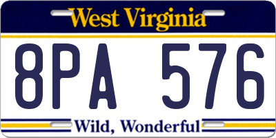 WV license plate 8PA576