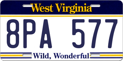 WV license plate 8PA577