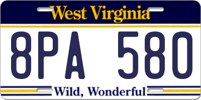 WV license plate 8PA580