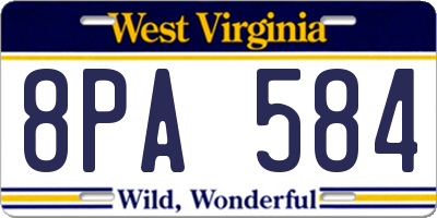 WV license plate 8PA584