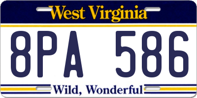 WV license plate 8PA586