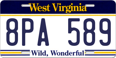 WV license plate 8PA589