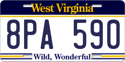 WV license plate 8PA590