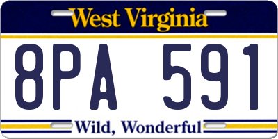 WV license plate 8PA591