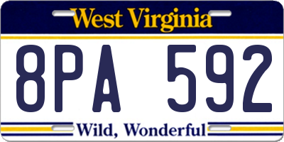 WV license plate 8PA592