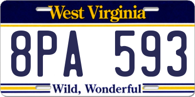 WV license plate 8PA593