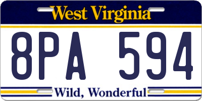 WV license plate 8PA594