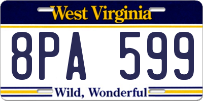 WV license plate 8PA599