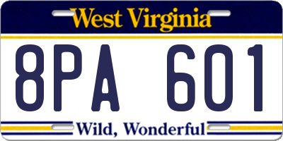 WV license plate 8PA601