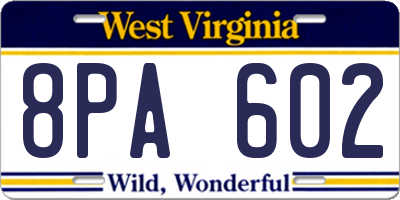 WV license plate 8PA602