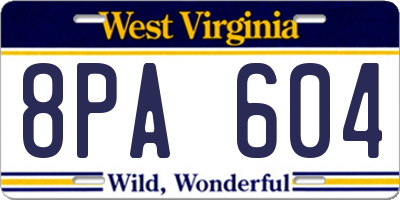 WV license plate 8PA604