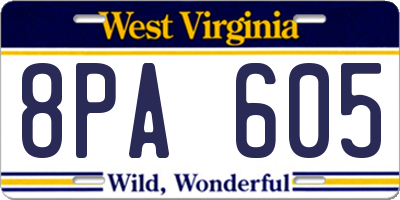 WV license plate 8PA605