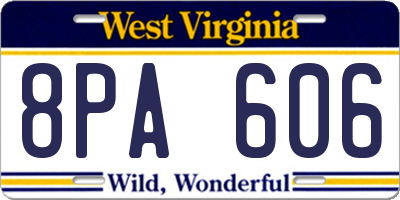 WV license plate 8PA606