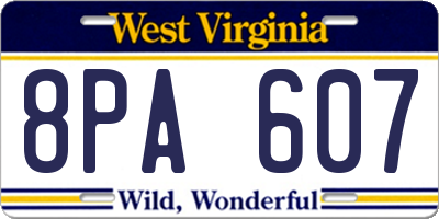 WV license plate 8PA607