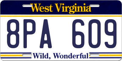 WV license plate 8PA609