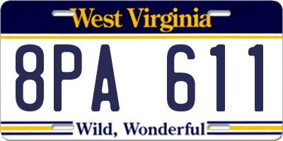 WV license plate 8PA611