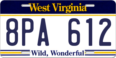 WV license plate 8PA612