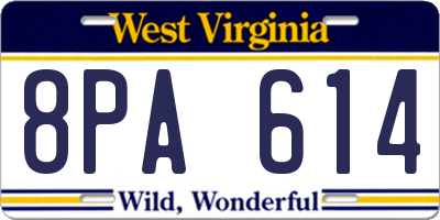 WV license plate 8PA614