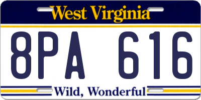 WV license plate 8PA616