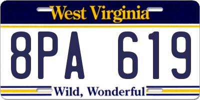 WV license plate 8PA619