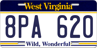 WV license plate 8PA620